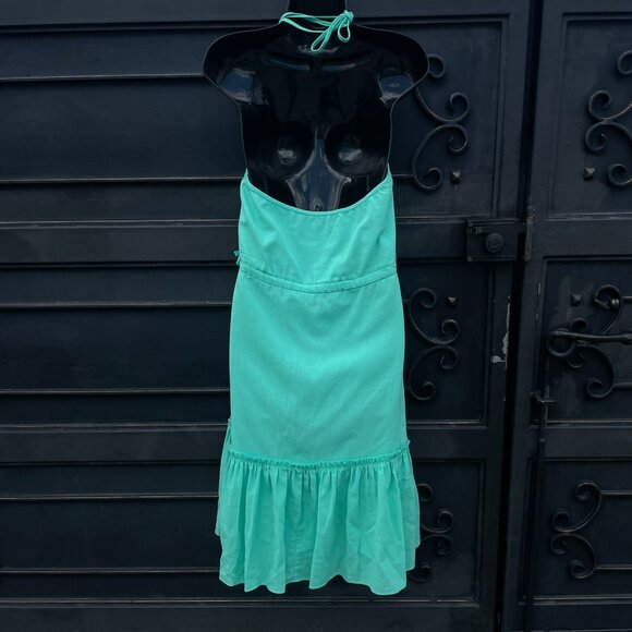 Banana Republic Sz 6 Halter Dress Flounce Summer Sleeveless Mint Green Boho - Picture 3 of 11